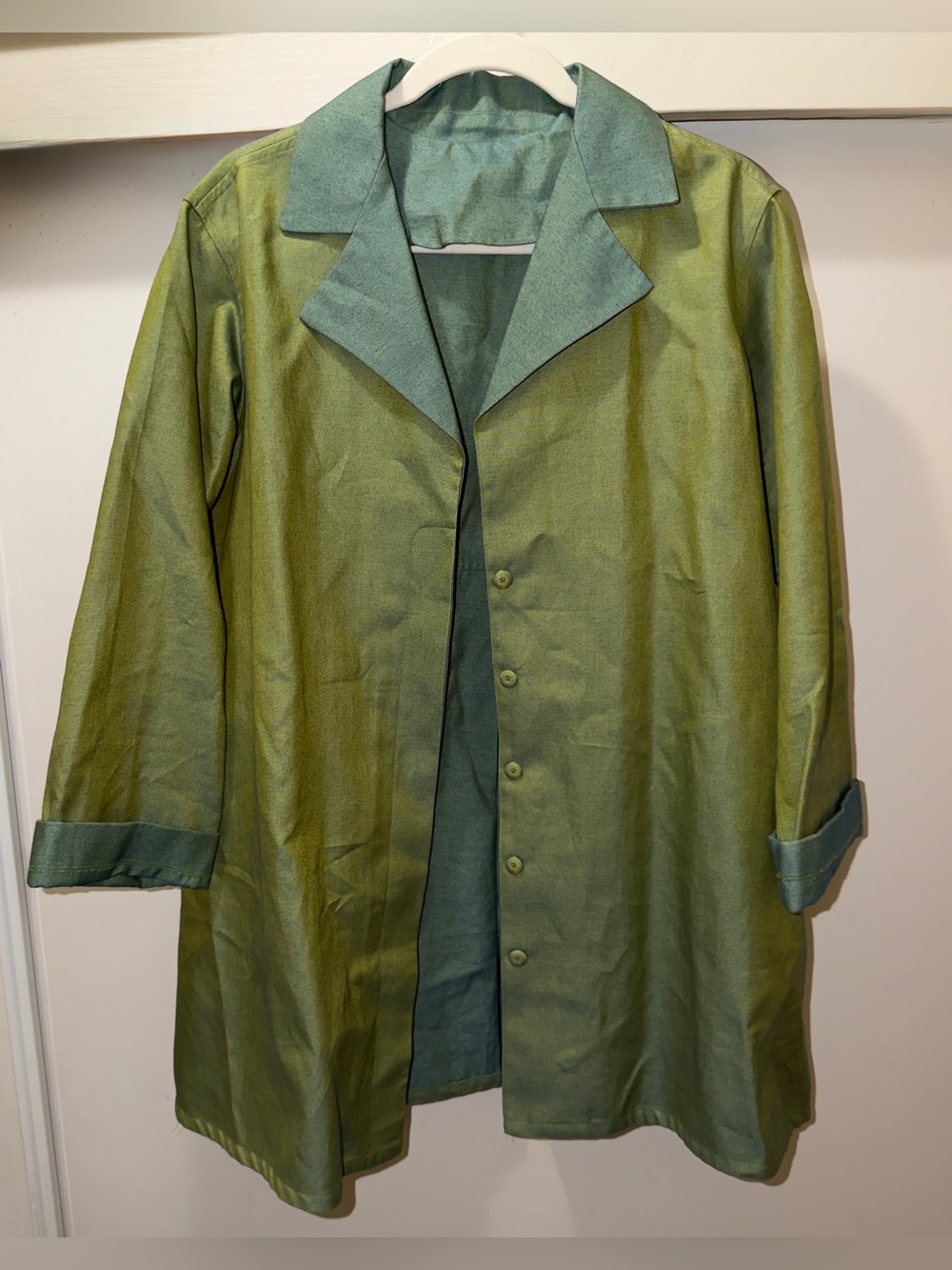 Jill McGowan Green Cotton-Silk Button Front Jacket